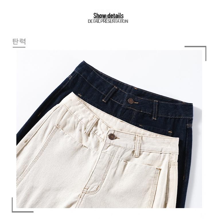 Women's High-Waisted Dark Blue Wide-Leg Jeans - Autumn 2024 Slimming Loose Drape Straight-Leg Pants