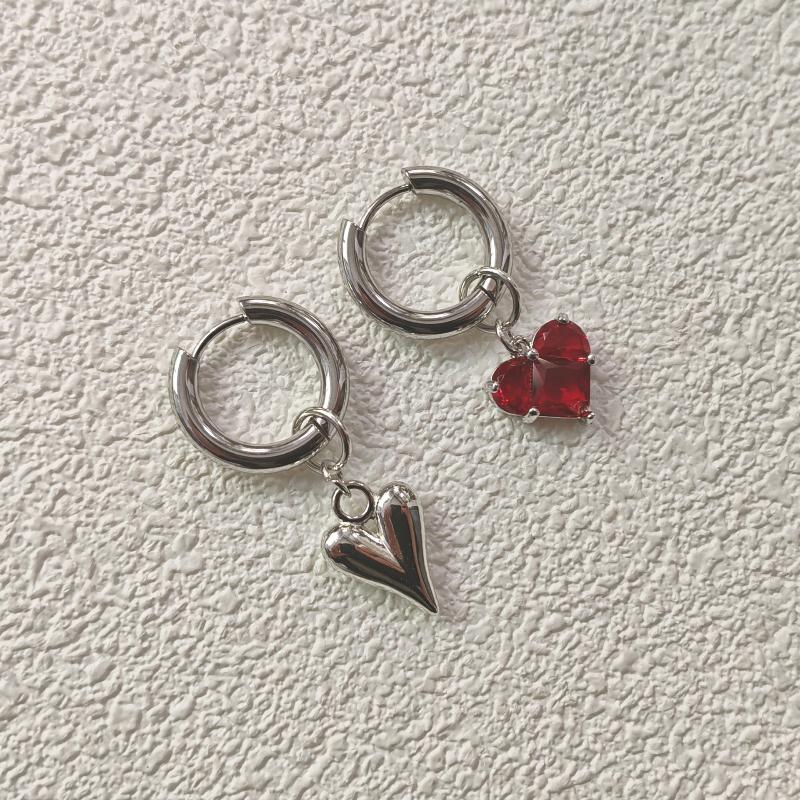 Pink Crystal Heart Earrings Classy Pendant Women Romantic Accessories for Weddings красный