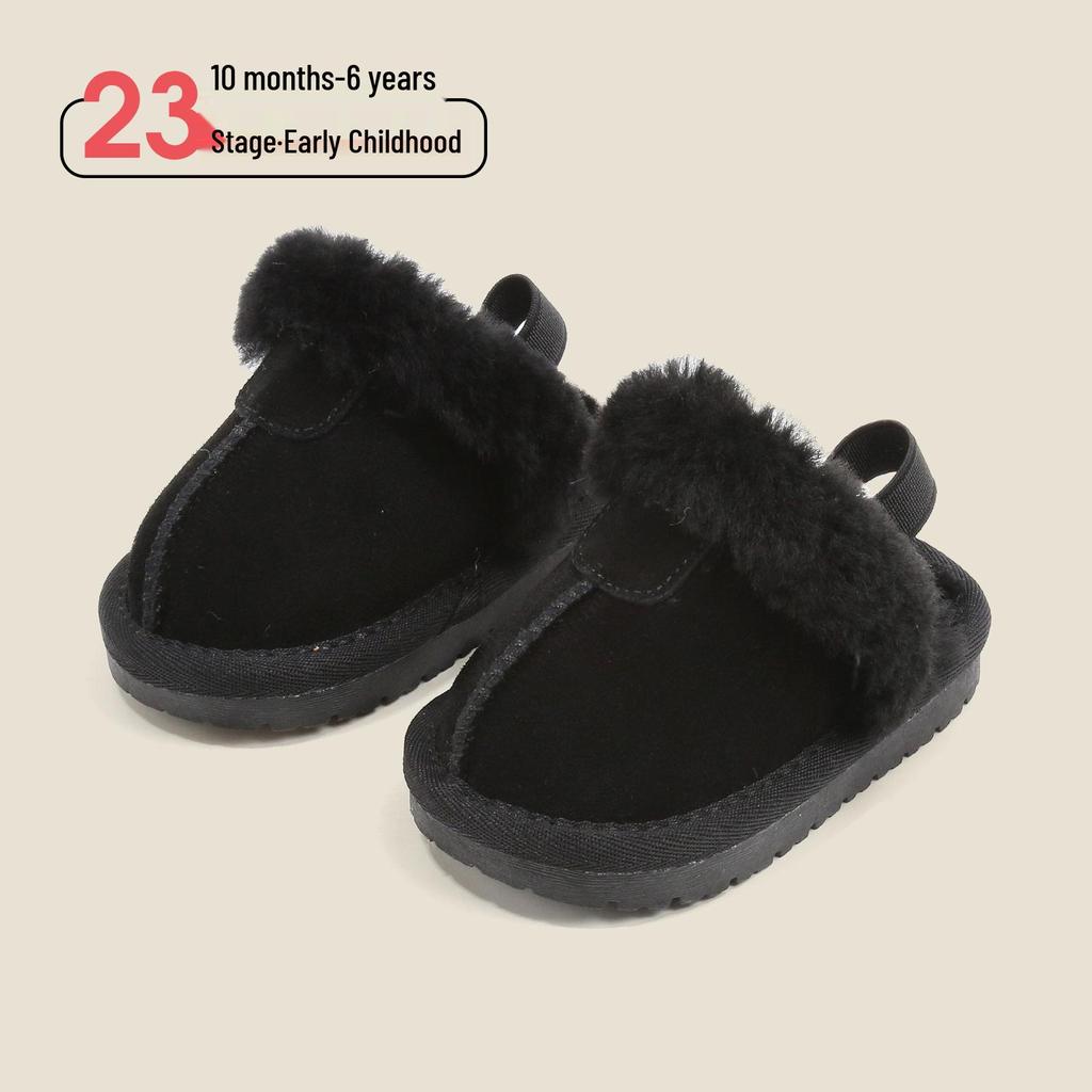 Fleece-Lined Cotton Slippers: Boys'/Girls' Toddler Walking Shoes, Warm Baby Pre-Walking Winter Footwear.