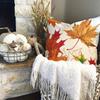Home Decor Dog & Autumn Leaves Hello Fall Cushions Pattern Cushion Cover Suitable For Sofa Bedroom Car Pillow Cover
