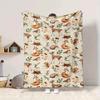 1Pc Forest Animal Watercolor Blanket Soft And Comfortable Casual Warm Camping Travel Christmas Halloween Xmas Gift M924636