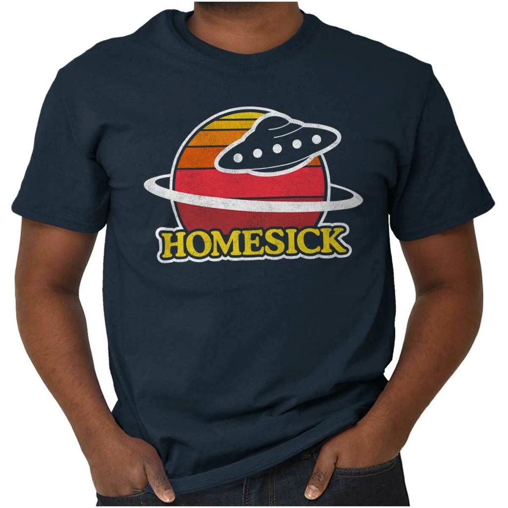 Funny Aliens UFO Homesick Saturn Planet Joke Womens or Mens Crewneck T Shirt Tee