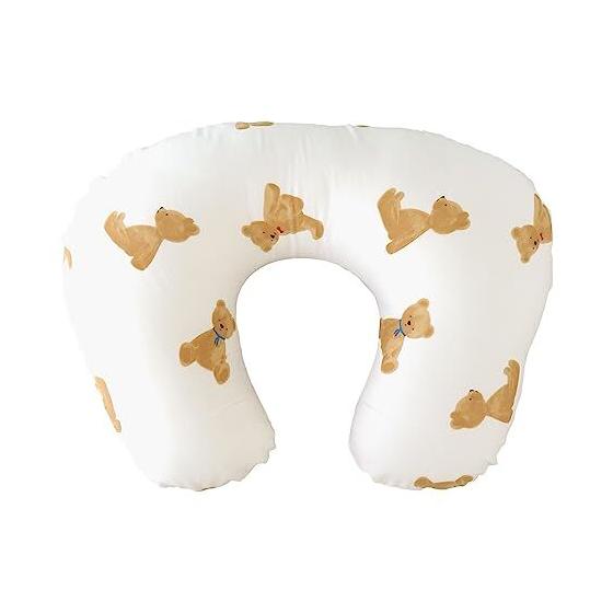 Used HashkuDe Nursing Pillow, Made In Japan, Washable, 100% Cotton, Double Gauze, With Cover, Nursing Pillow, Resists Sagging, Teddy, White