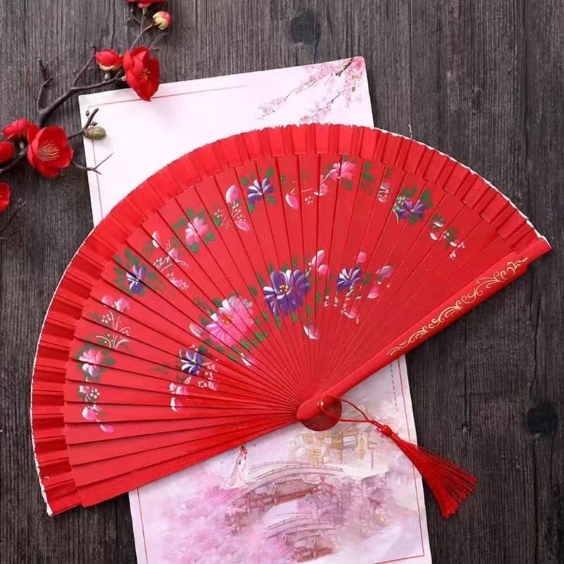 Ventaglio da Fan per Spettacoli Spagnoli, Ventaglio in Seta Double Face con Bellissimo Fiore Pieghevole per Varie Occasioni