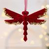 Wine Red Plush Christmas Tree Pendant Glitter Bow Christmas Decorations  Holiday Season