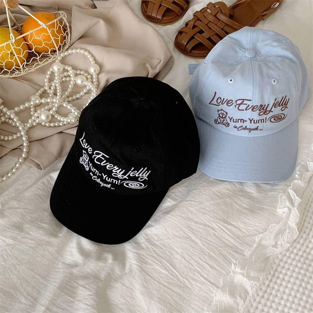 Korean Style Teenagers Baseball Cap Adjustable Duck Tongue Hat Bear Embroidery Baseball Hat  Women
