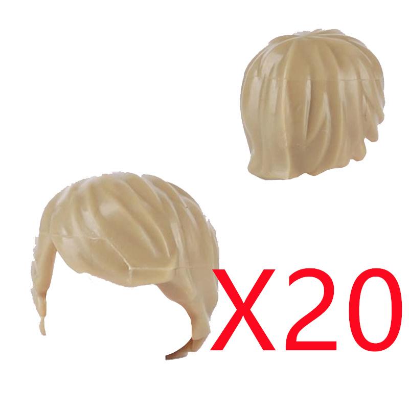 MOC City Building Blocks Figure Body Parts Creative Accessories Long Hair Brown Black Gold Mini Brick Compatible Toy Gift k030