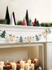 Christmas Wooden Garland with Reindeer & Tree Ornaments Jute Rope Hanging Banner Cute Festive Fireplace & Home Party Decoration