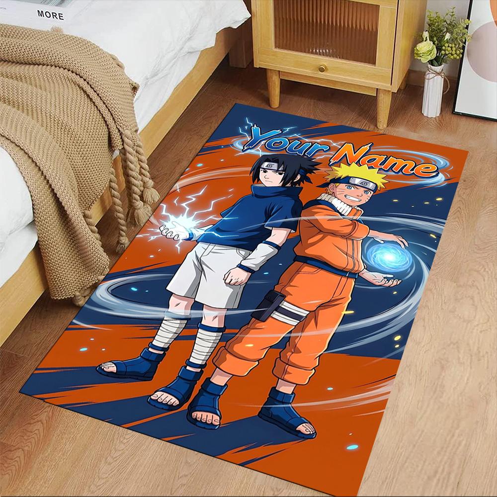 Naruto Character Customizable Name Floor Mat Perfect for Balcony Dormitory Outdoor Playrooms Antislip Carpet Office Home Decor