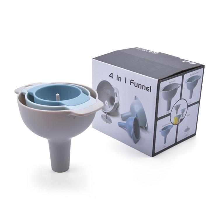 4-Piece Multi-Functional Kitchen Funnel Set: Oil, Grain, Wine Pouring & Filtering Tools