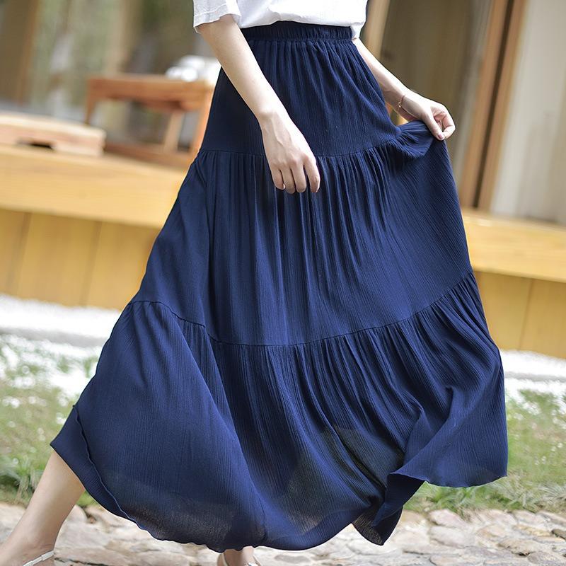This Summer's New Women's Dress Features A Solid-color Large-swing Skirt and A Artistic Beach Long Dress