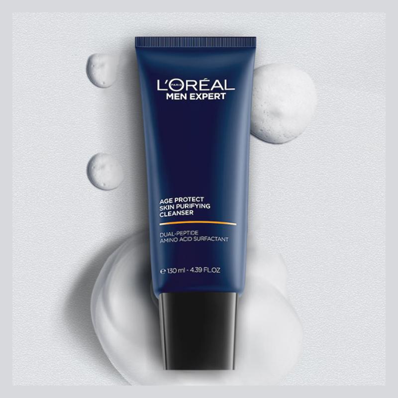 Loreal Paris Gentle Purifying and Moisturizing Mens Skin Care Set - Two-piece Set Gentle and Purifying Cleanser 130ml Soothing and Moisturizing Essen