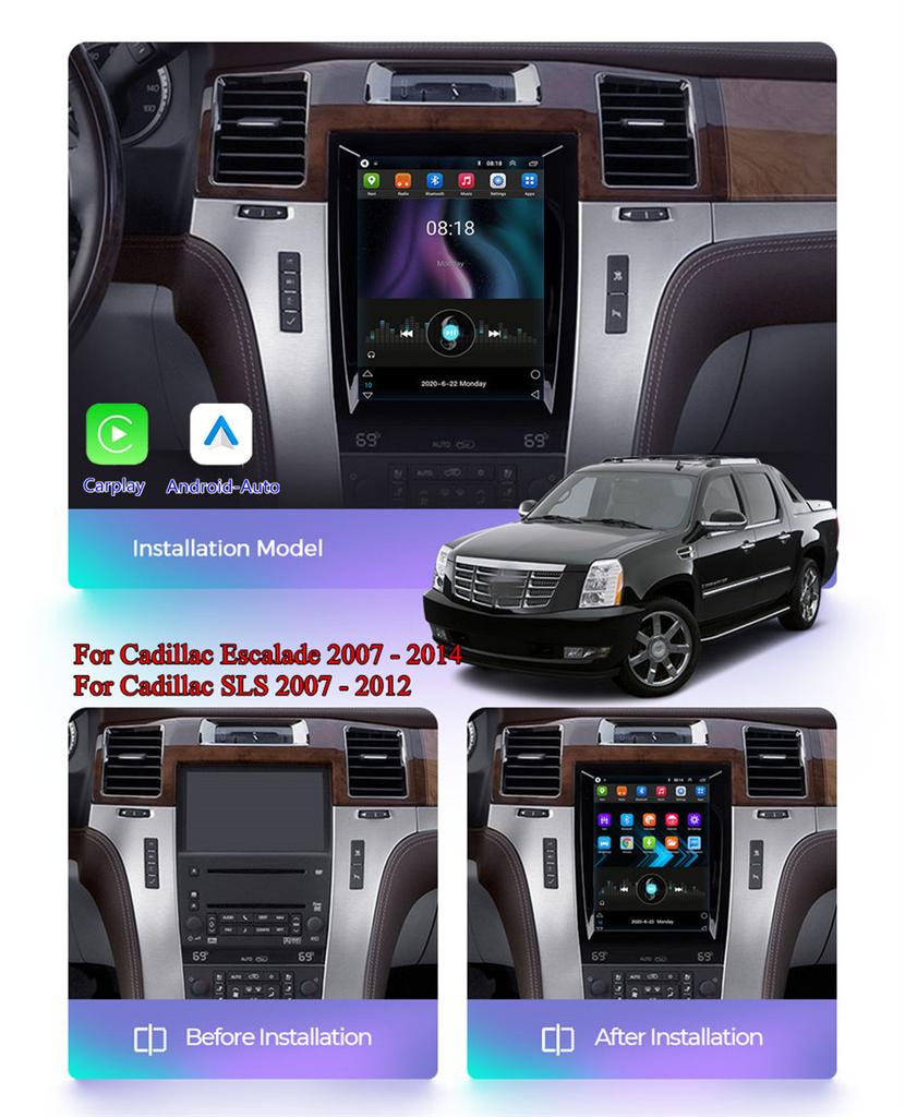 9.7" Car Radio Stereo GPS Navigation WiFi RDS For Cadillac Escalade SLS Carplay