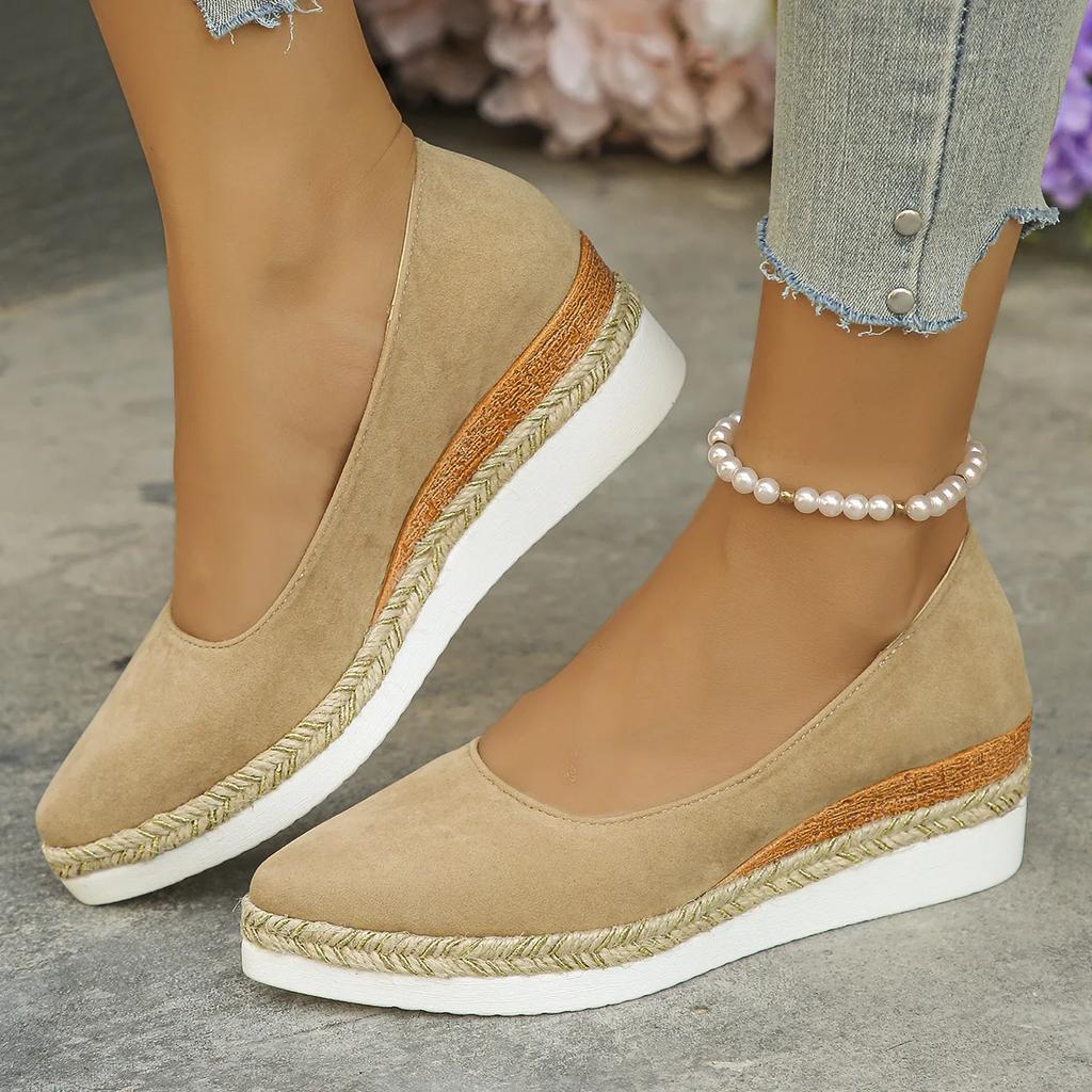 Casual Shoes for Women Heeled Shoes Ladies Wedge Heels Retro Women Pumps Deep Mouth Platform Pumps Office Women Shoes2025