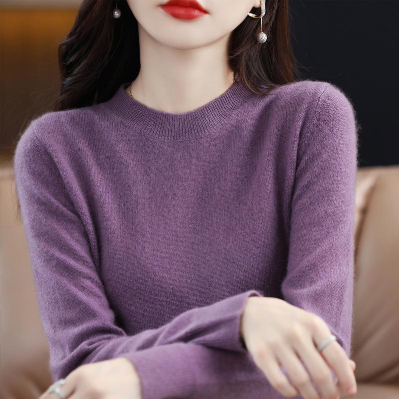 Women's Long Sleeve Round Neck Pullover: Stylish, Versatile, Light Knitwear for Autumn and Winter