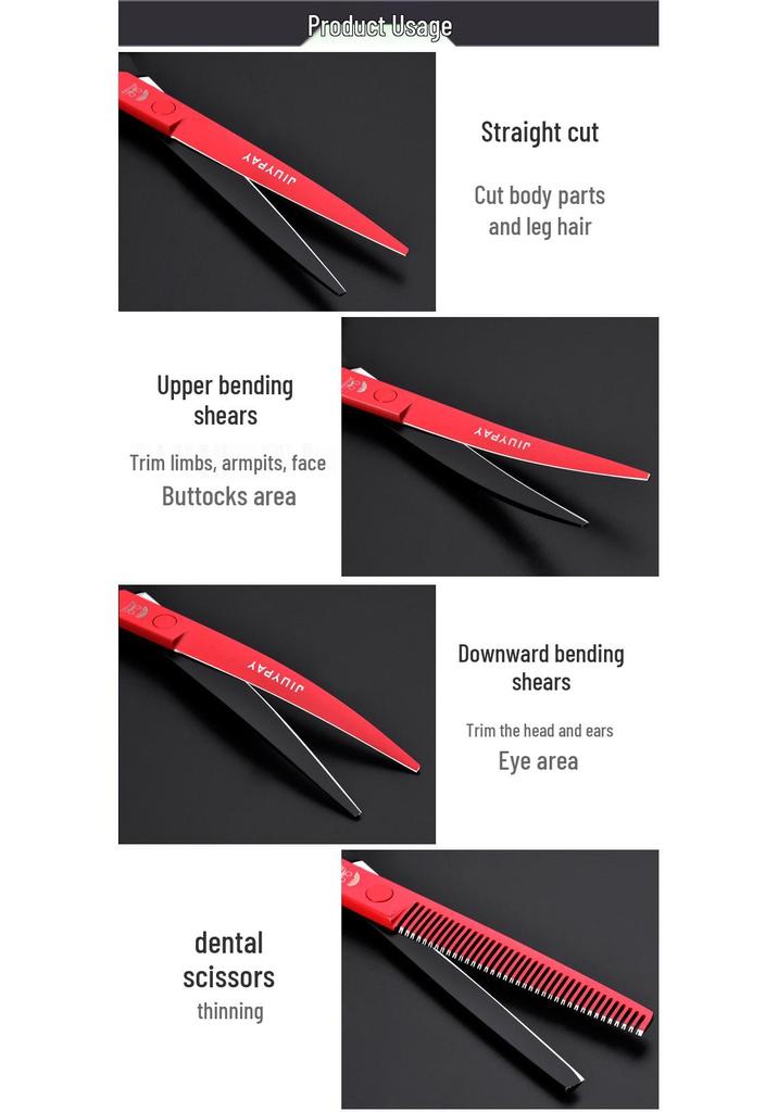 Pet Grooming Curved Scissors Set, Large 7.0 Inch, Colorful Beauty Scissors