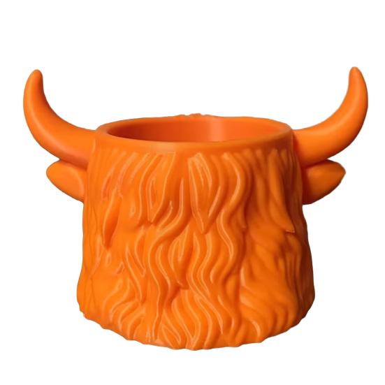 Highland Cow Planter 3D Printed Cute Animal Flower Pot Mini Cow Plant Container for Indoor Outdoor Desk Patio Garden Decor