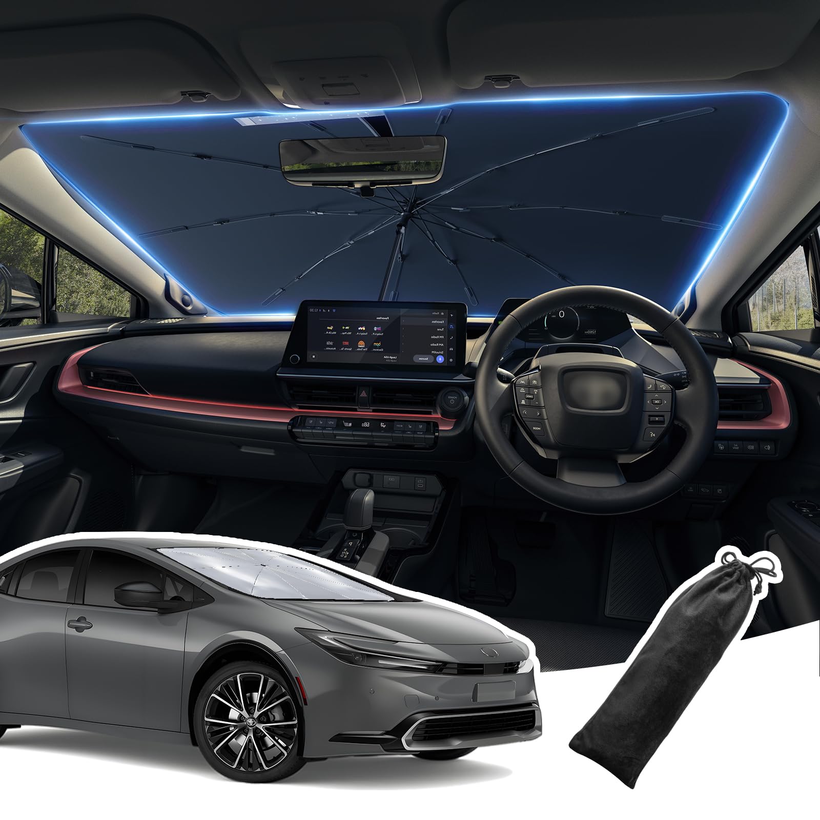 

LANGBEAN Toyota Prius 60 Series Special Umbrella Sunshade for 2025 Improved Car Windshield Sunshade