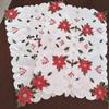 Popular Christmas Poinsettia Flower embroidery table place mat Cloth placemat coaster kitchen Table Surface decoration and accessories for Home