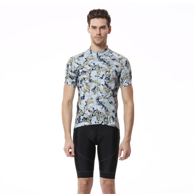 Mens Short Sleeve Cycling Jersey Camo Print Road Bike Biking