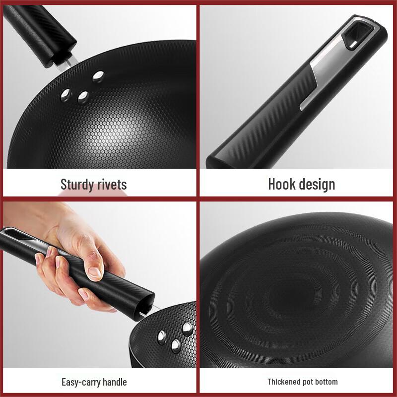 Meichu 32cm 304 Stainless Steel Non-Coated Wok