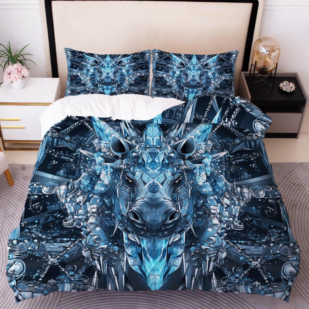 Crystal Duvet Cover for Kids Queen Lightweight Quilt Cover with 2 Pillowcase Ice Crystal Winter Themed Bedding Sets No Comforter