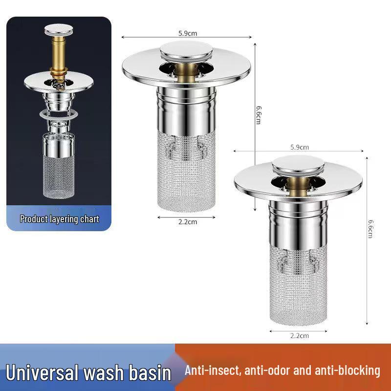 Universal Anti-Clog Bounce Filter Drain Stopper for Wash Basins