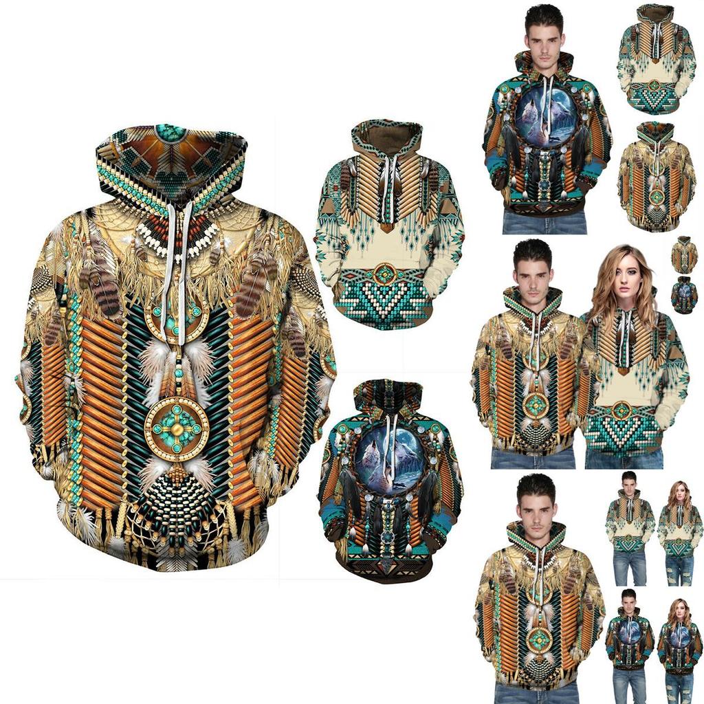 Indian Chief Native Tribal Totem Pullover Hoodie Jacket For Men And Women Warm And Soft