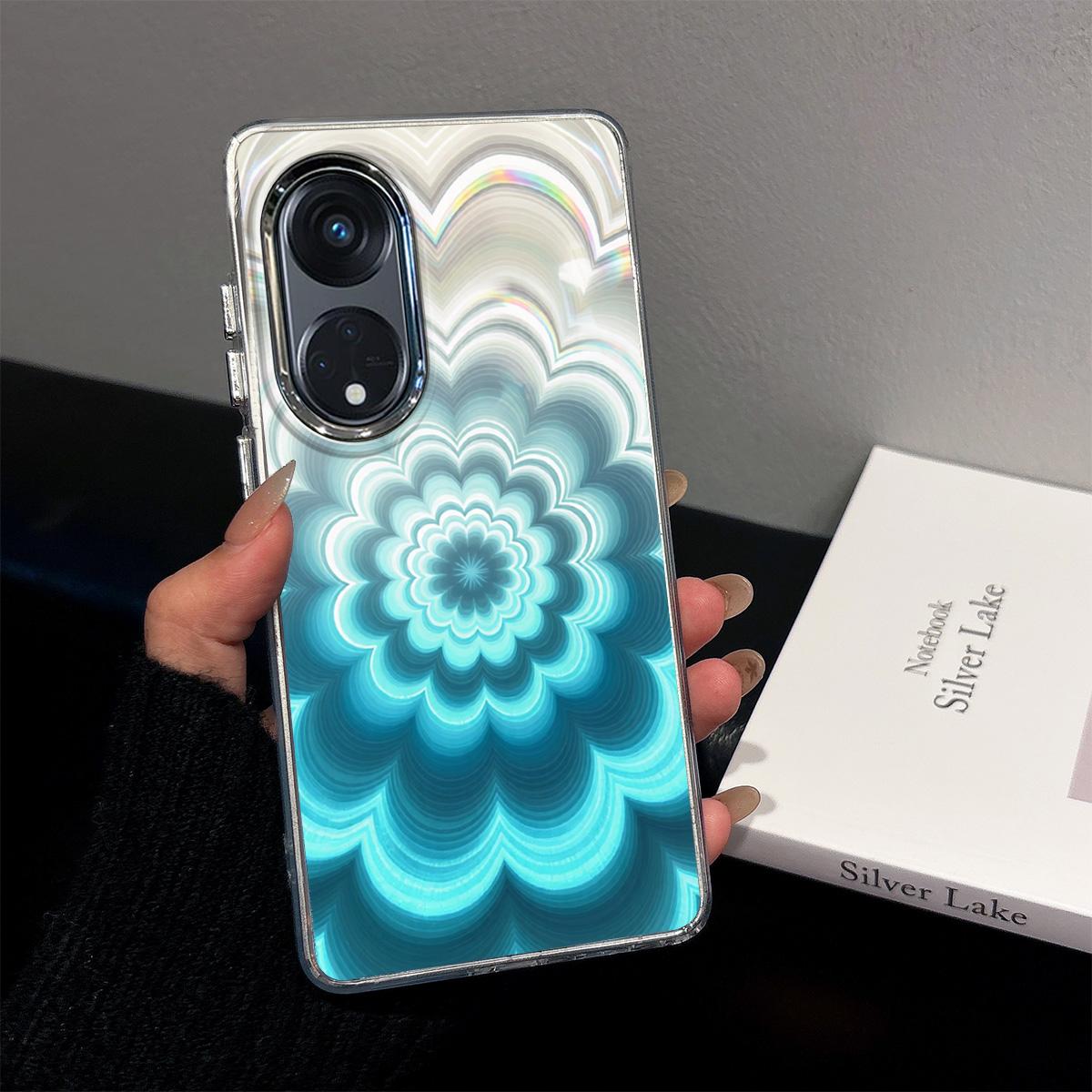 Case for OPPO Reno8 T 5G Iridescent Gradient Floral Clear Case,Shockproof Camera Lens Protection Reno8 T 5G синий