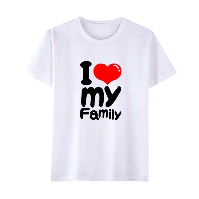 T-shirty damskie Kocham moją rodzinę Zabawne jednakowe stroje rodzinne Bawełna Wygląd rodzinny Ojciec Matka i córka Syn Koszulki dziecięce Body dziecięce