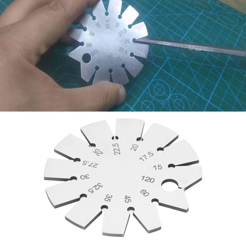 Stainless Steel Round Angle Gauge, 15 to 120 Degrees, Portable with Storage Case, Suitable for Woodworking Knives, Gauge Tools, Chisels, Planers