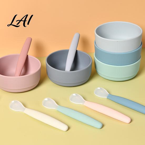 Rutschfeste Futterplatte Silikon-Baby-Löffel Weiches Trainingsbesteck Einfach zu reinigendes Set Ergänzungslöffel für Säuglinge und Kleinkinder Tipp Säuglingslöffel