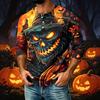 Men's Casual Raglan Three-Quarter Sleeve Shirt Halloween Print