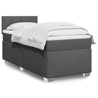 Vidaxl Continental Bed With Mattress, Dark Grey Fabric 100X200 Cm