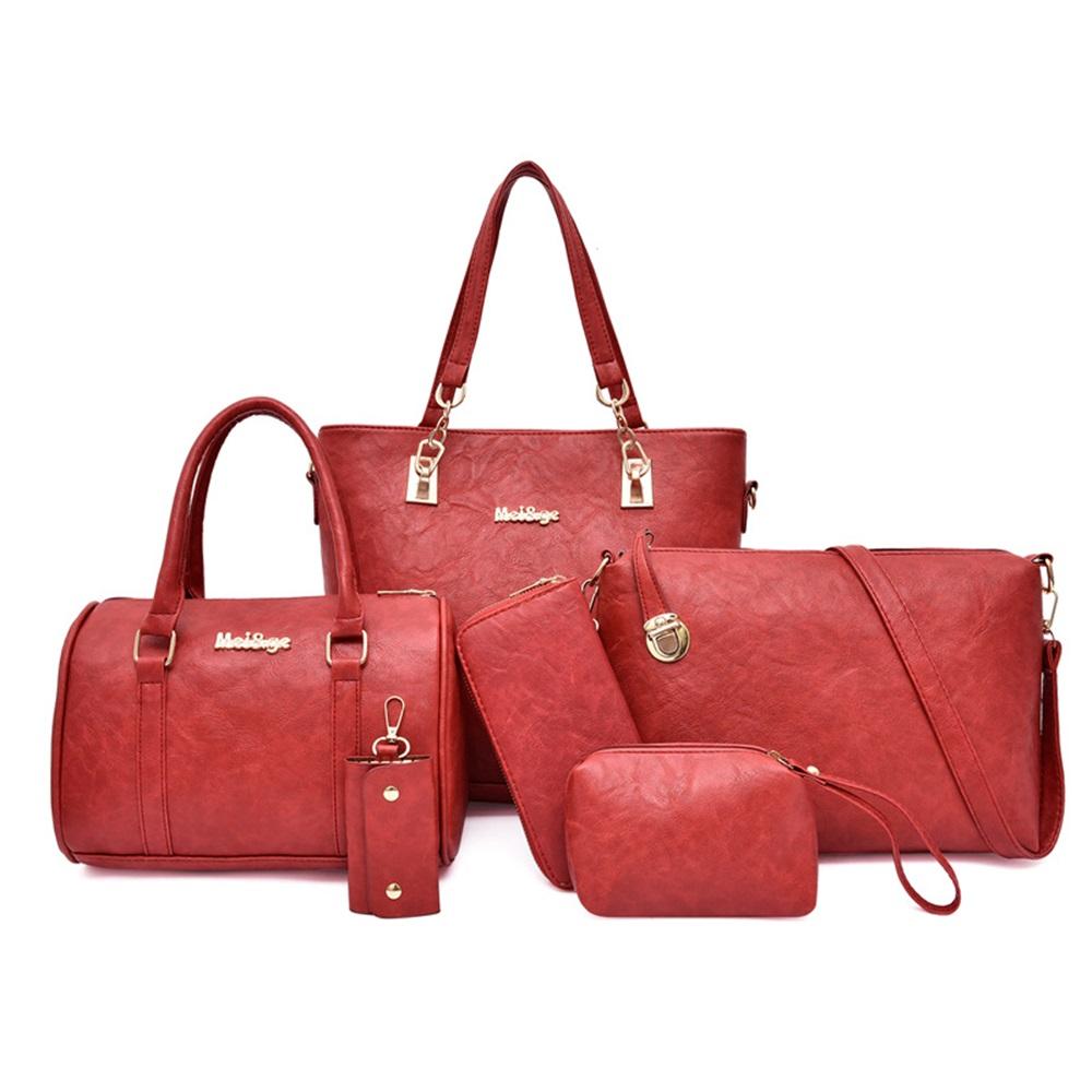 Six-piece handbag set, mother-in-law bag, retro simple shoulder crossbody bag