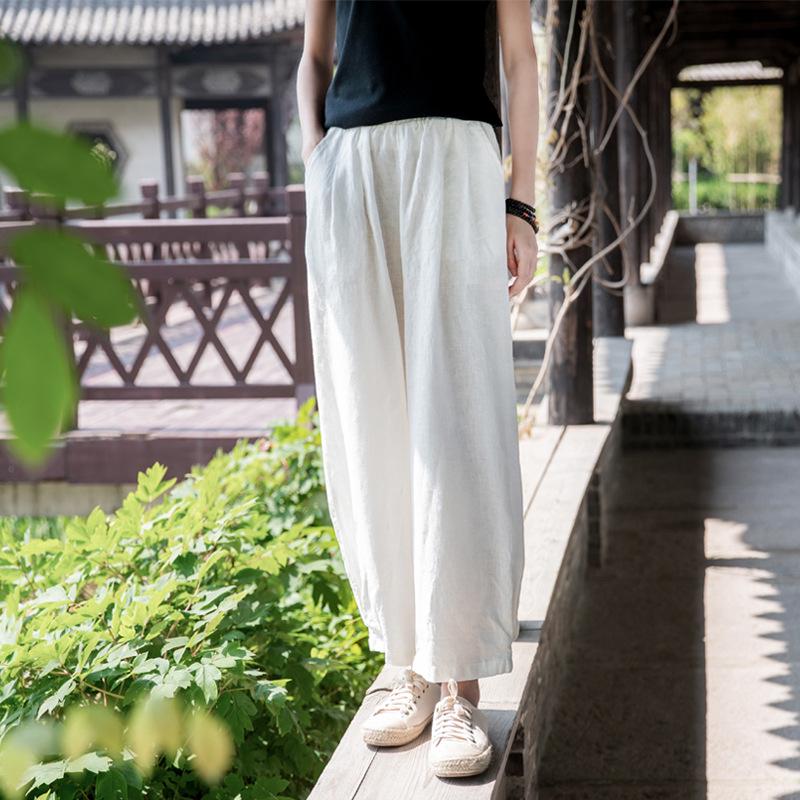 Spring Summer Artistic Loose Sand-Washed Linen Casual Pants for Women - Slimming, Lightweight Meditation Lantern Style