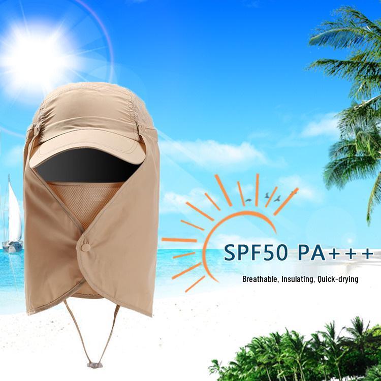 Men's Summer Sun Hat with UV Protection & Face Cover for Outdoor Activities