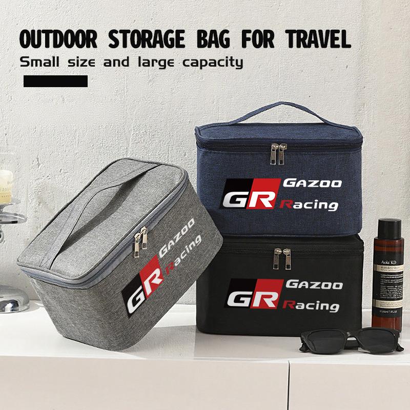 For Toyota Large Capacity Car Logo Toiletry Bag Travel Storage Box Auto Accessories Crown Corolla YARIS L Auris C-HR Hilux Vios