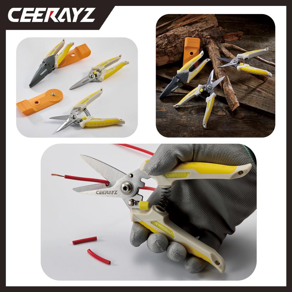CEERAYZ Scissors 185mm Multipurpose Heavy Duty 420 Japanese Stainless Steel Industrial Scissors Scissors Metalworking Pruning Gardening Pruning with