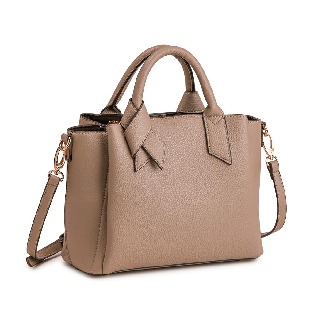 

Pragma Women s Shoulder Bag, Crossbody Bag, Adult, Lightweight, 2-Way Tote Bag, Elegant Ribbon Design, Faux Leather, Crossbody… (Grey Beige)