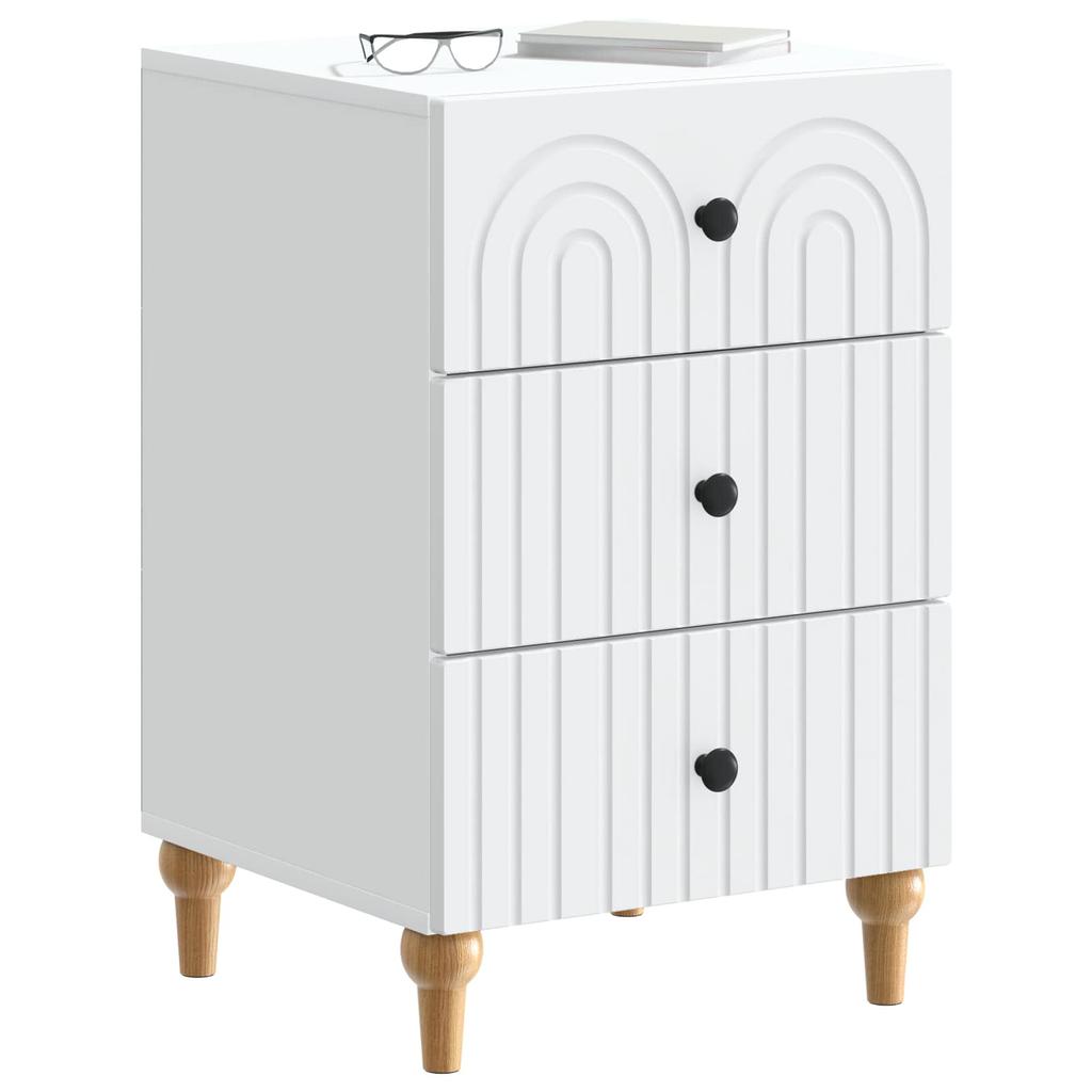 White Nightstand with Drawers 43 x 41 x 66.5 cm Engineered Wood