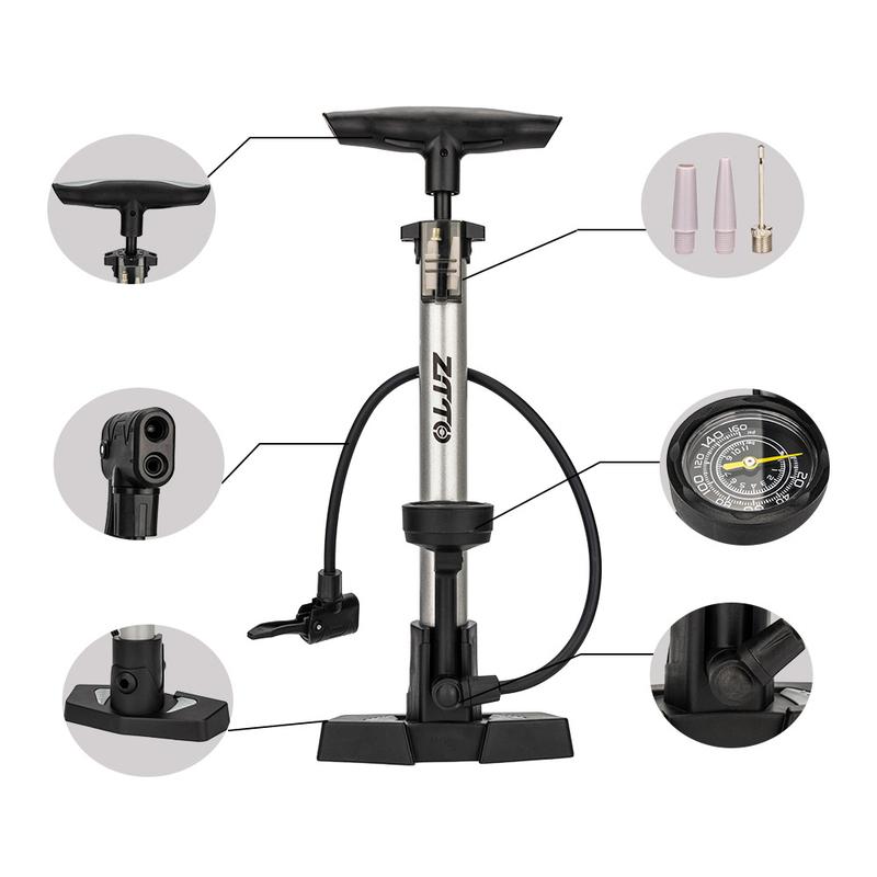 ZTTO Fahrradpumpe 160PSI Hochdruck-Luftpumpe Tragbarer Fahrradreifenfüller mit Manometer Passt für Presta & Schrader Ventile