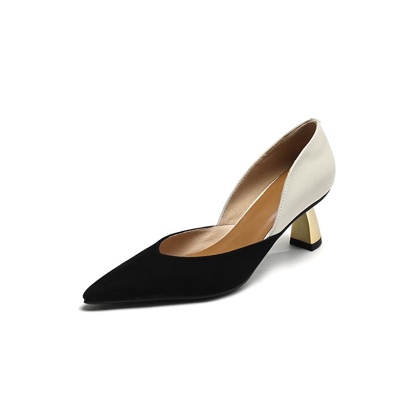 

Мода 2024 Весна Женская обувь Обувь из детской замши для женщин Обувь с квадратным носком и толстым каблуком Туфли-лодочки женские на высоком каблуке лаконичного дизайна 6 см 40 чёрный