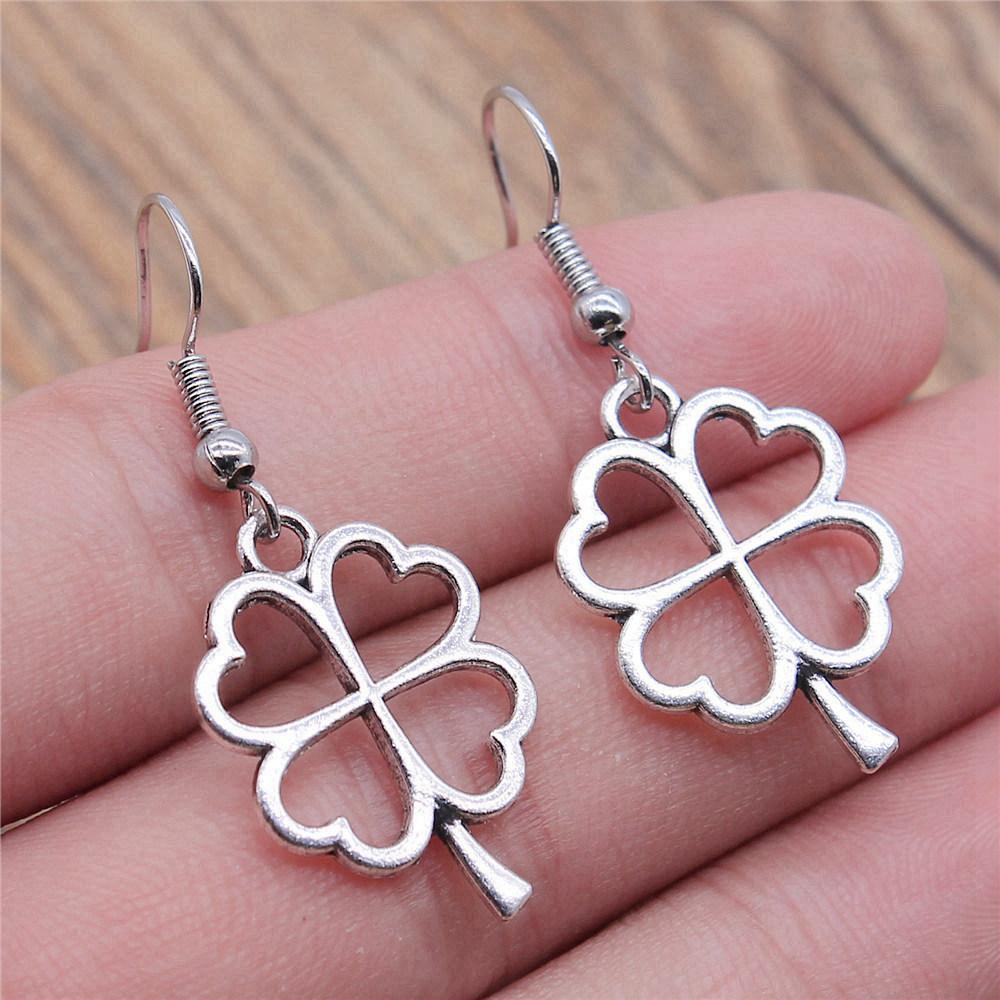 Drop & Dangle Earring Plant Four-Leaf Clover Cactus Vintage Jewelry SuppliesEarring Size 18x19mm QE021