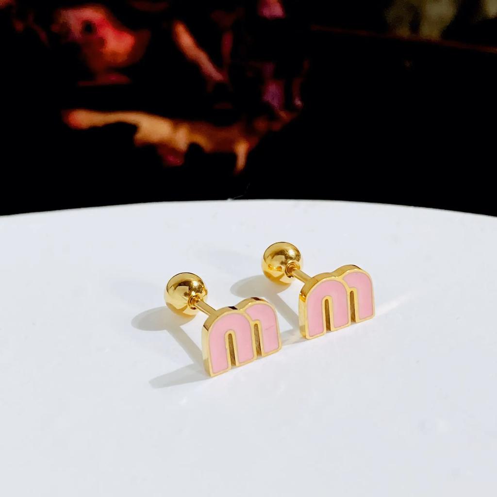 2Pcs Stainless Steel Letter M Stud Earrings for Women Fashion Brand Jewelry Delicate Cute Tiny Piercing Cartilage Earrings