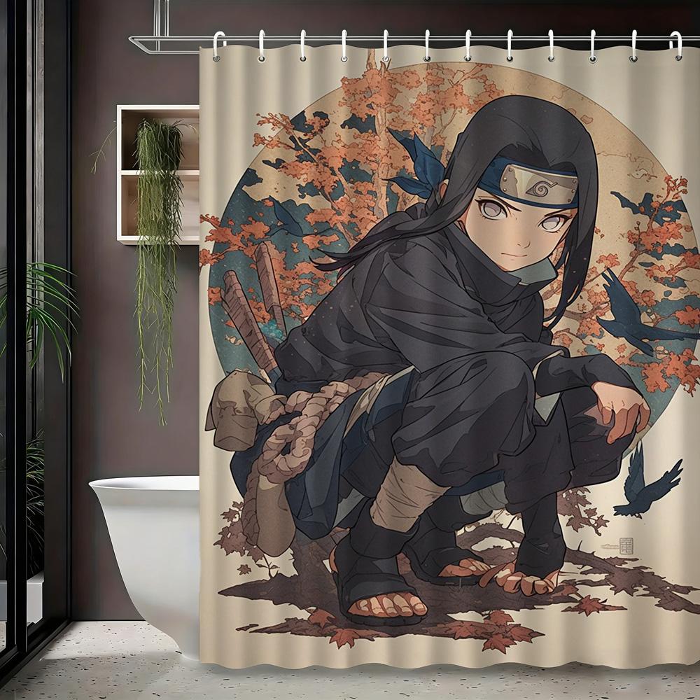 Naruto Anime Hinata Hyuga Byakugan Manga Collage Shower Curtain Waterproof Polyester Fabric Bath Curtain with Hooks for Bathroom