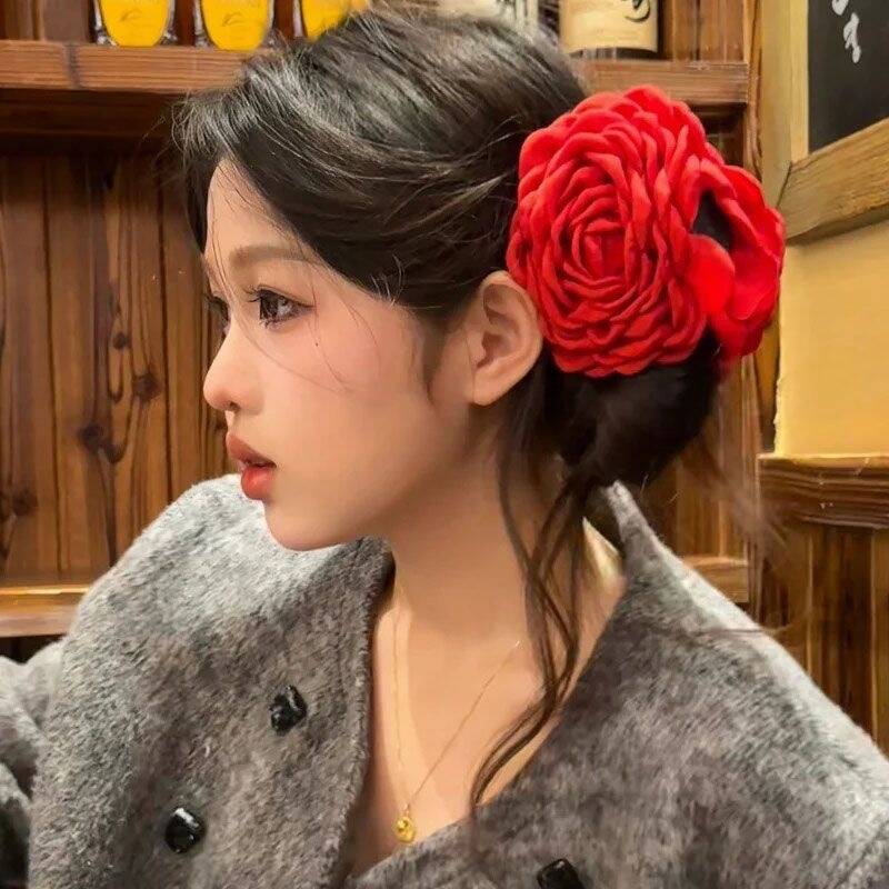 

Французская Тканевая Роза Цветок Зажим-Краб для Волос Женский Элегантный Пластиковый Захват для Волос Акула Женская Заколка Модные Аксессуары для Волос