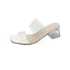 Fashion Transparent Crystal Heel Sandals Women's Outdoor Wear High Heels Sexy Thick Heel Ladies Slides Rubber Bottom PVC Material