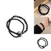 Elegant Black Beaded Bracelet For Men And Women With Handmade Alloy Double Circle Design