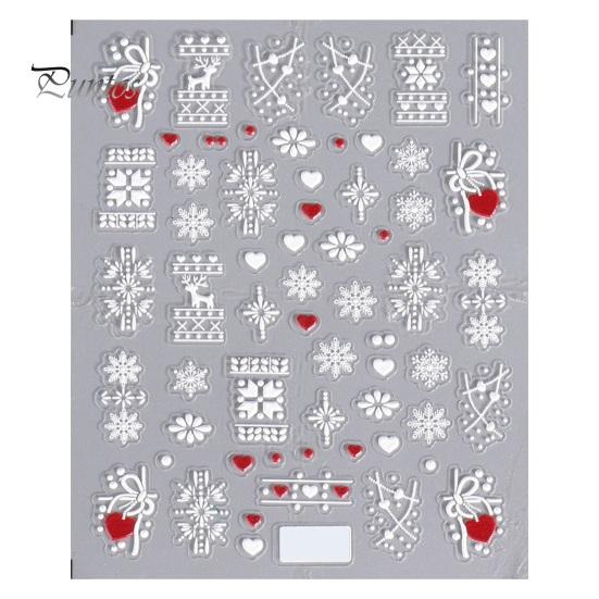 

Рождественские наклейки для ногтей, праздничные снежинки, мультяшный лось, трехмерная наклейка для дизайна ногтей, женские аксессуары F